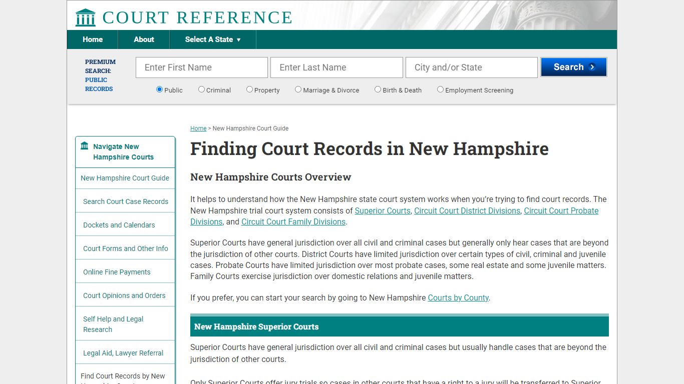 How to Find New Hampshire Court Records | CourtReference.com